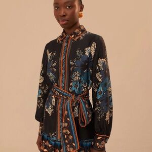 Floral Black and Blue Women's Mini Dress